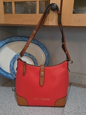 Dooney & Bourke Coral Shoulder Bag with Tan Leather Trim